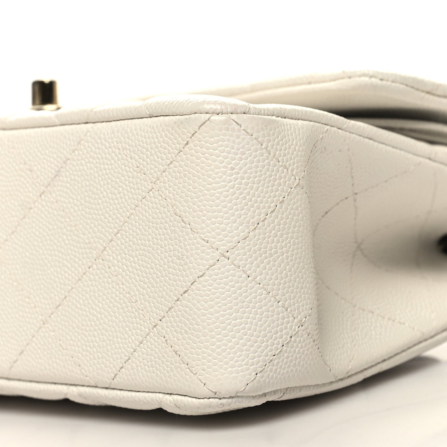 Caviar Quilted Small Double Flap White