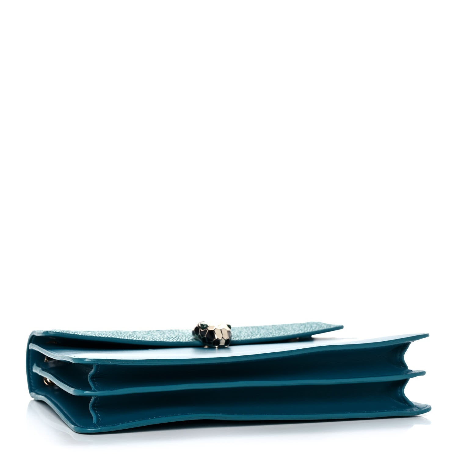 Bulgari Calfskin Galuchat Serpenti Forever Shoulder Bag Blue 4 of 12