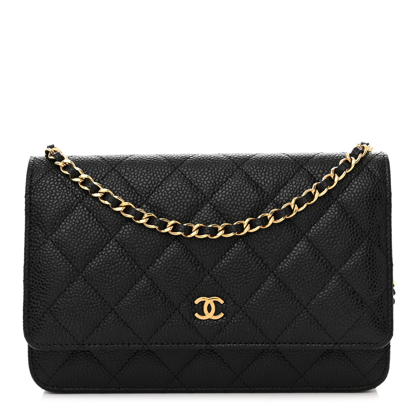 Caviar Quilted Wallet on Chain WOC Black