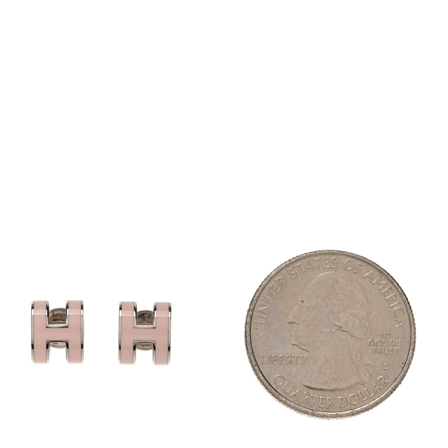Hermes Palladium Lacquered Mini Pop H Earrings Rose Dragee 2 of 6