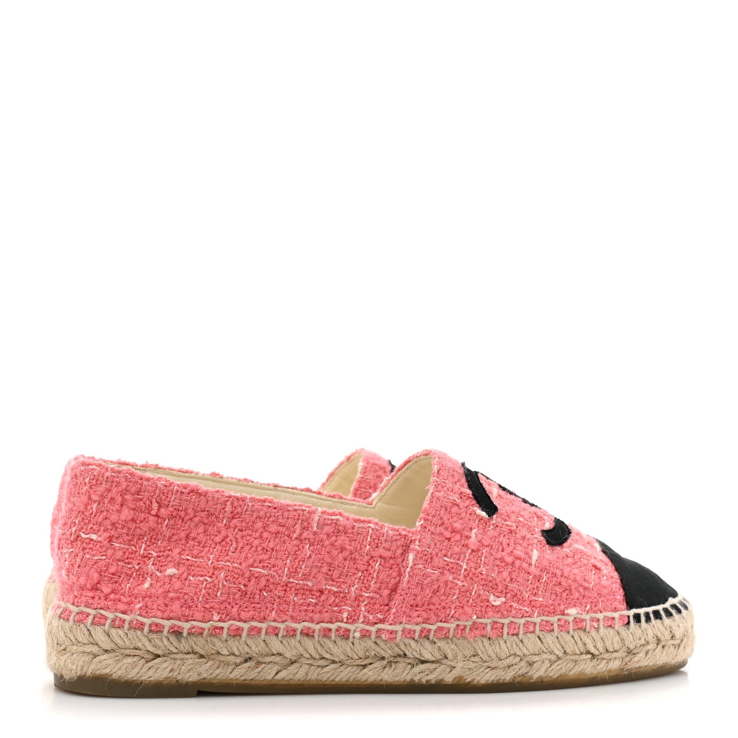 Tweed Grosgrain CC Espadrilles 38 Pink