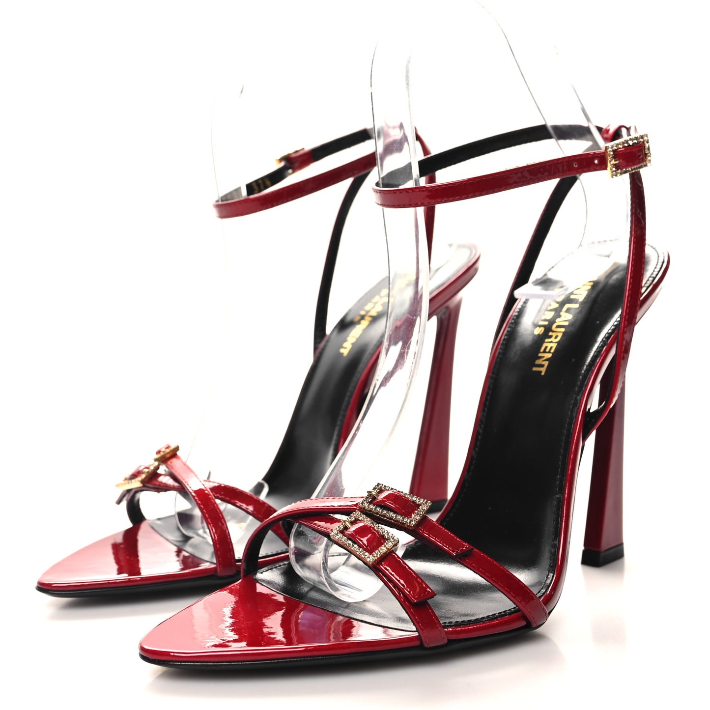 Calfskin Patent Ankle Strap Sandals 37.5 Tibet Red