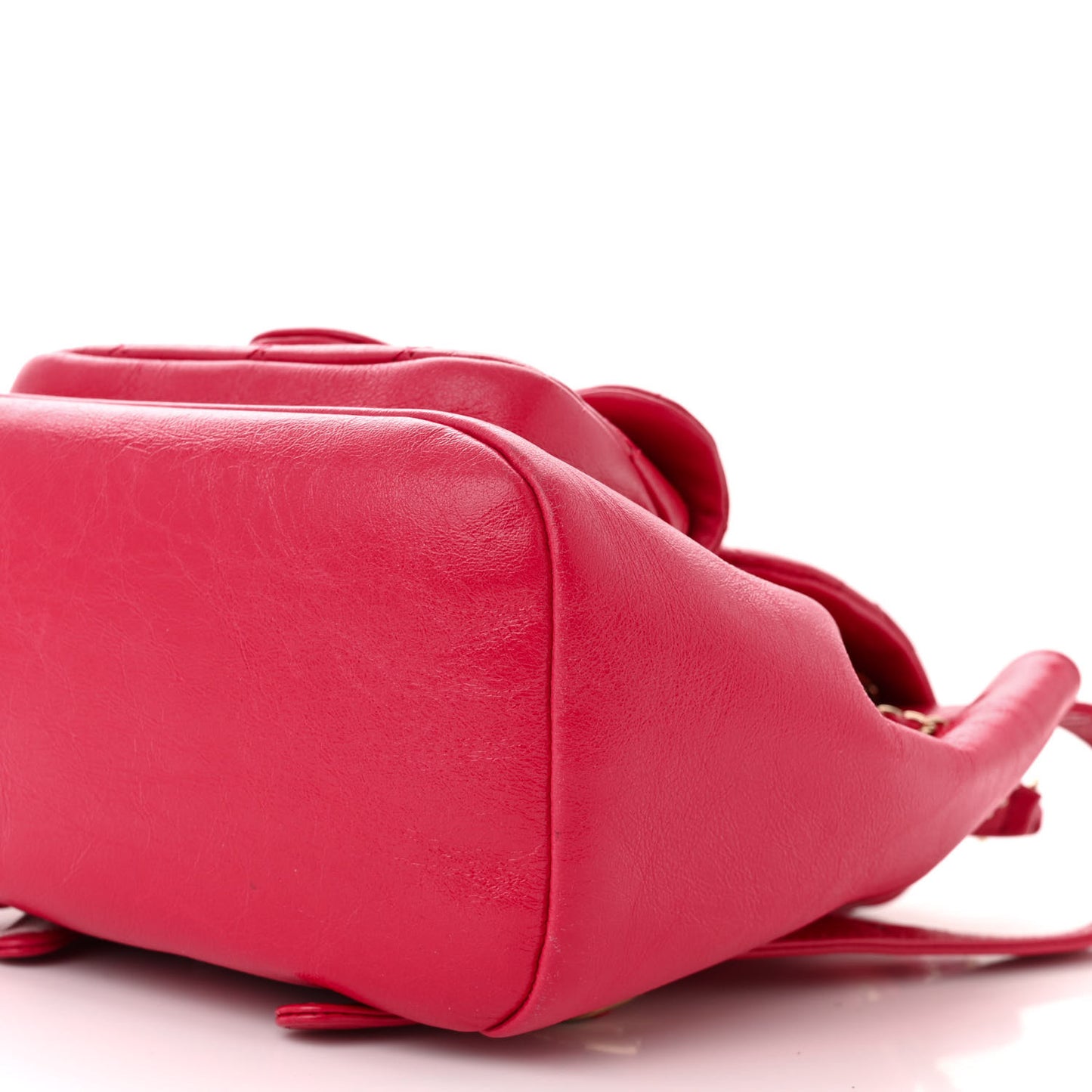 Glazed Aged Calfskin Quilted Small Duma Drawstring Backpack Red