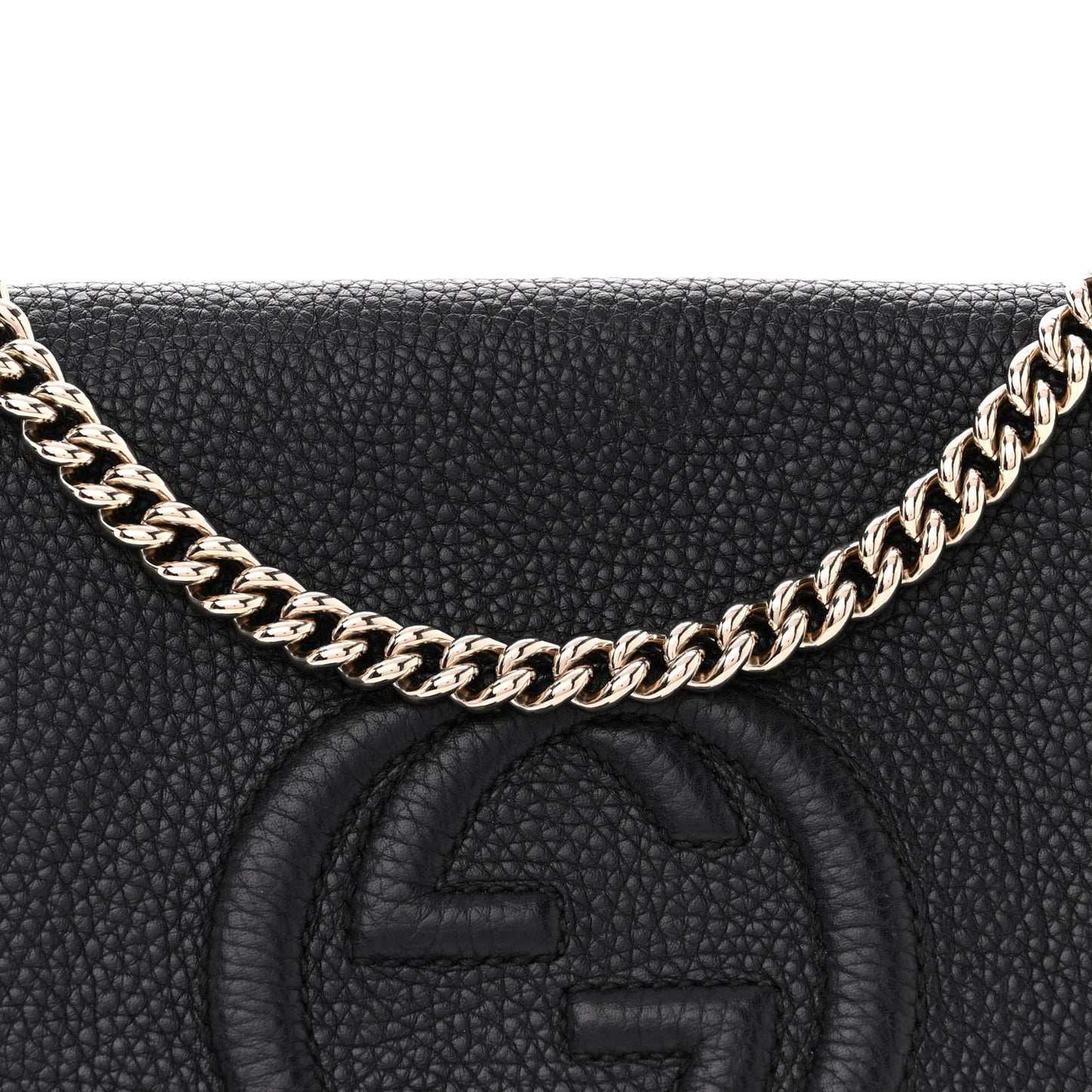 Pebbled Calfskin Medium Soho Flap Crossbody Black