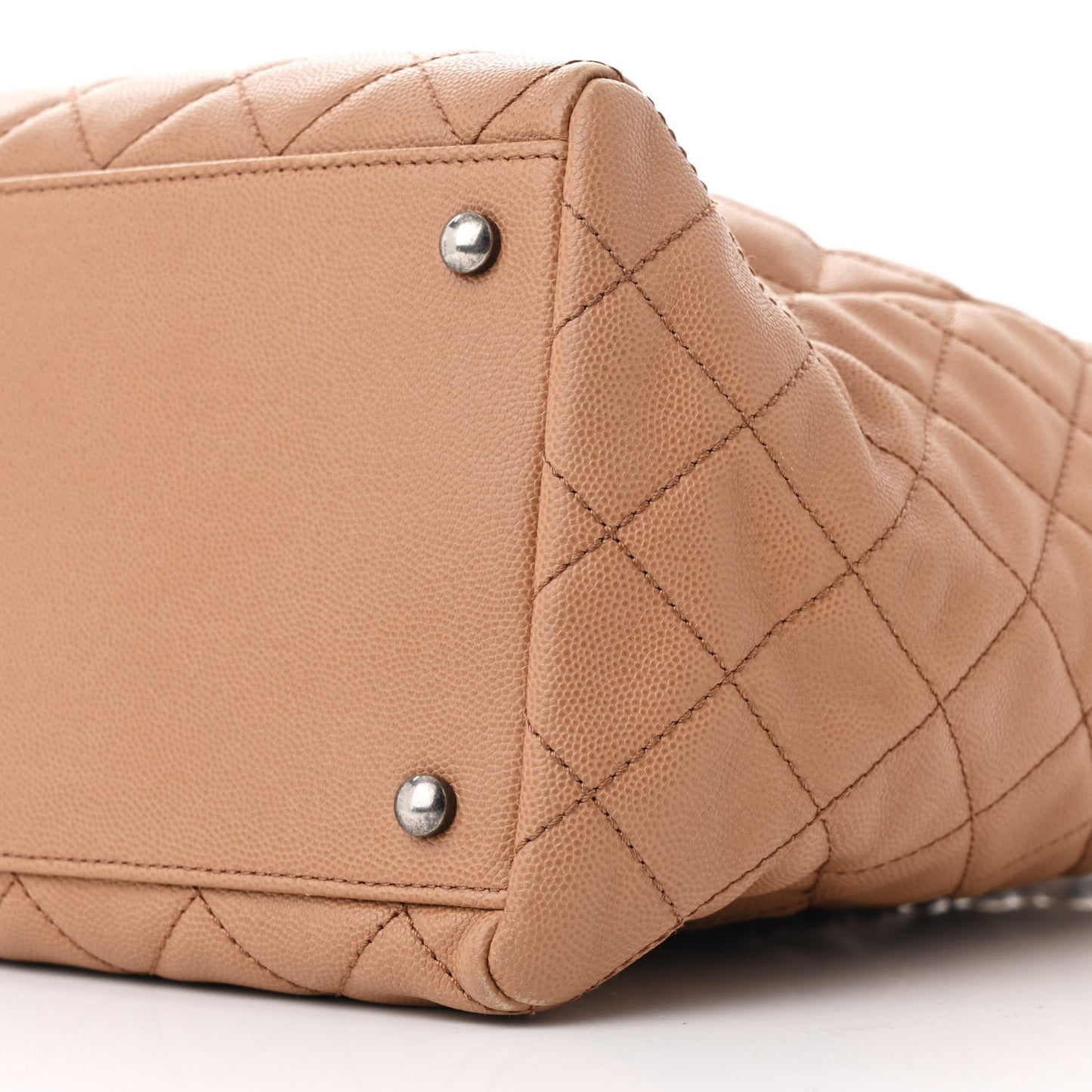 Caviar Quilted Large Coco Handle Shopping Tote Beige