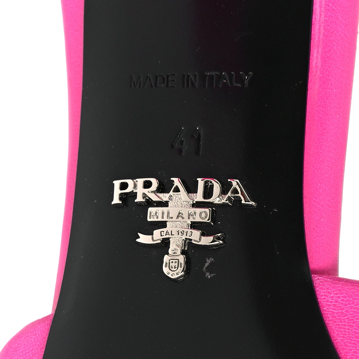 Nappa Soft Padded Metal Triangle Logo 65mm Slide Sandals 41 Begonia Fluo