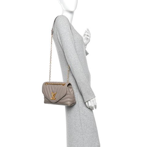 Calfskin LV New Wave Chain Bag Taupe