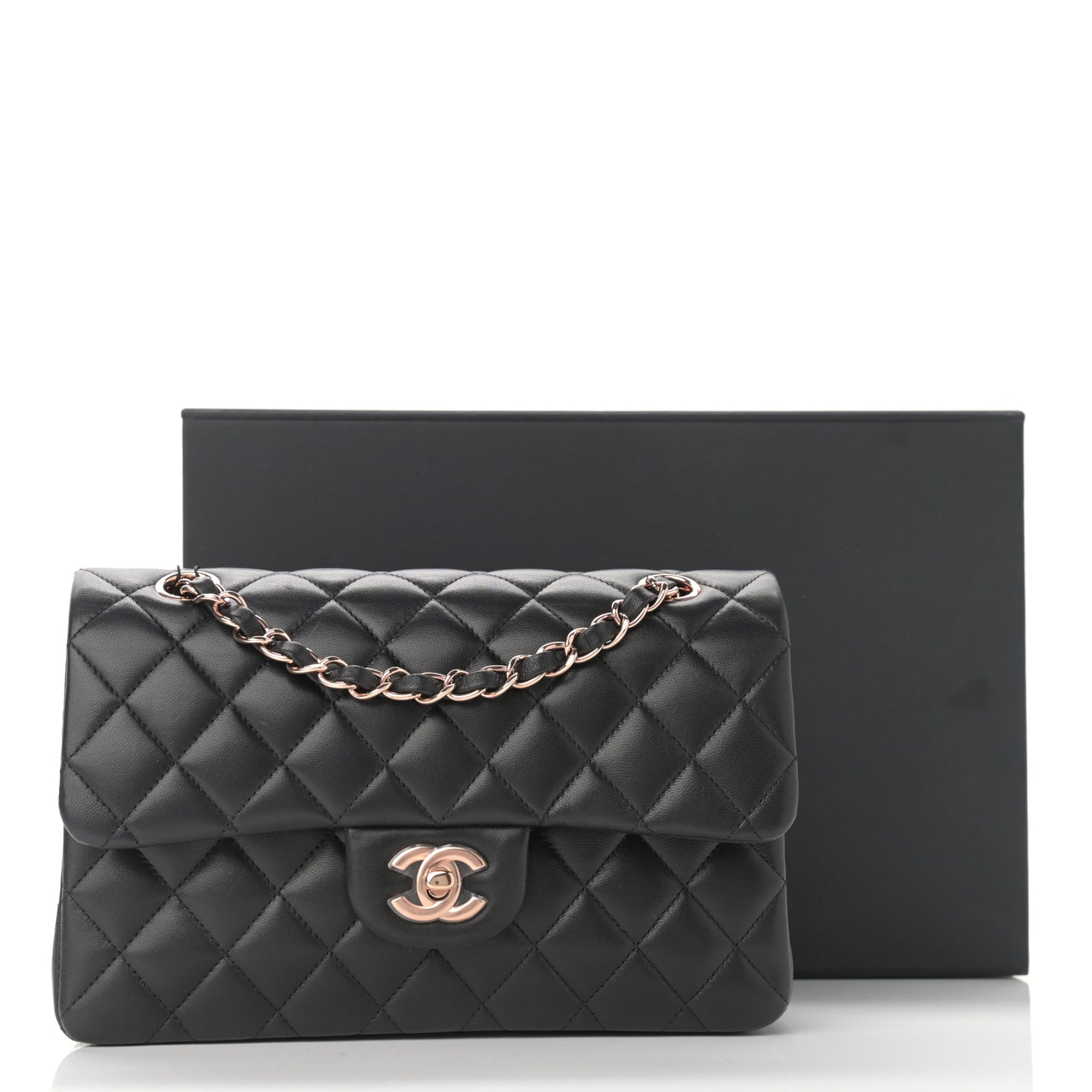 Lambskin Quilted Small Double Flap Black