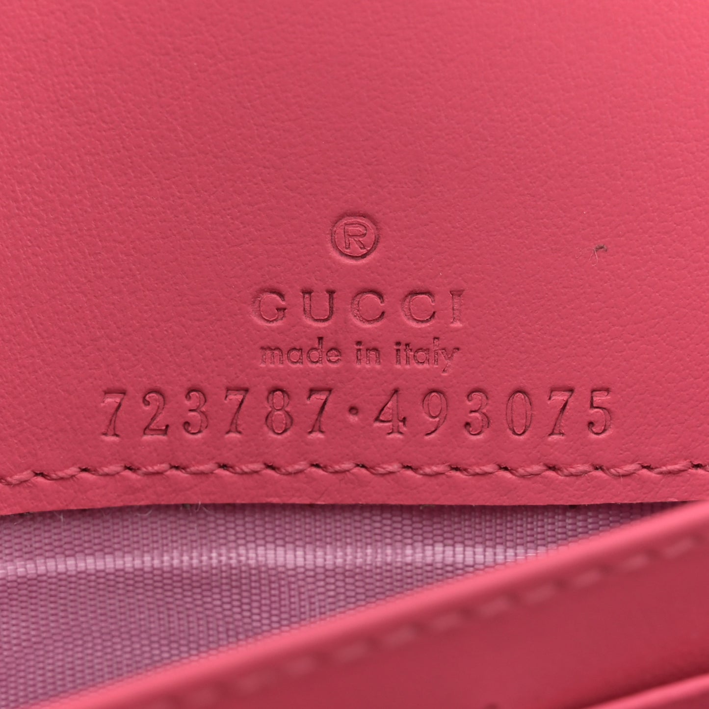 Calfskin GG Matelasse Chain Wallet Rhodamine Pink