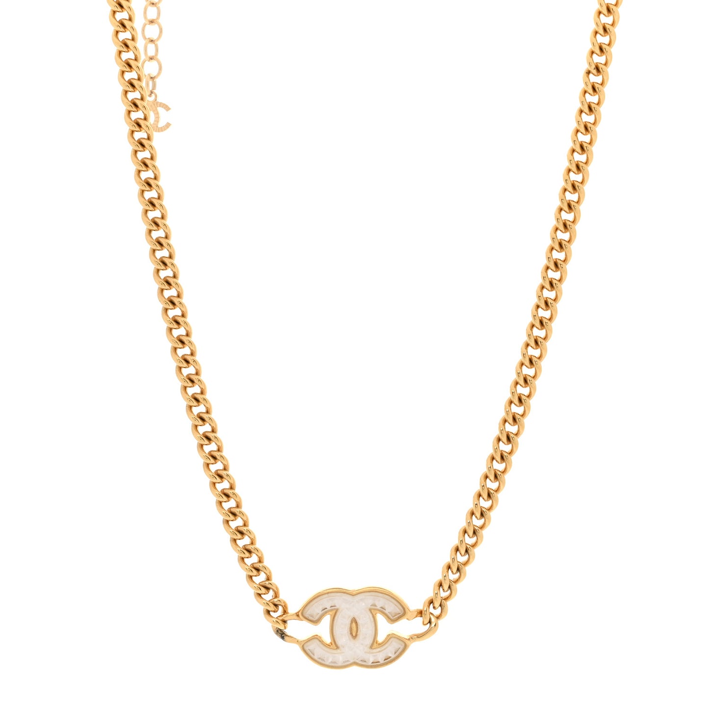 Metal Chain Link CC Choker Necklace Gold