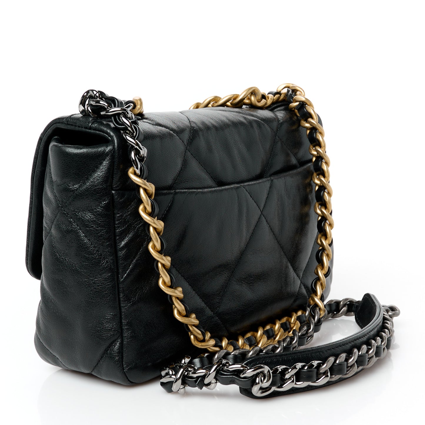 Goatskin Quilted Medium Chanel 19 Flap Black