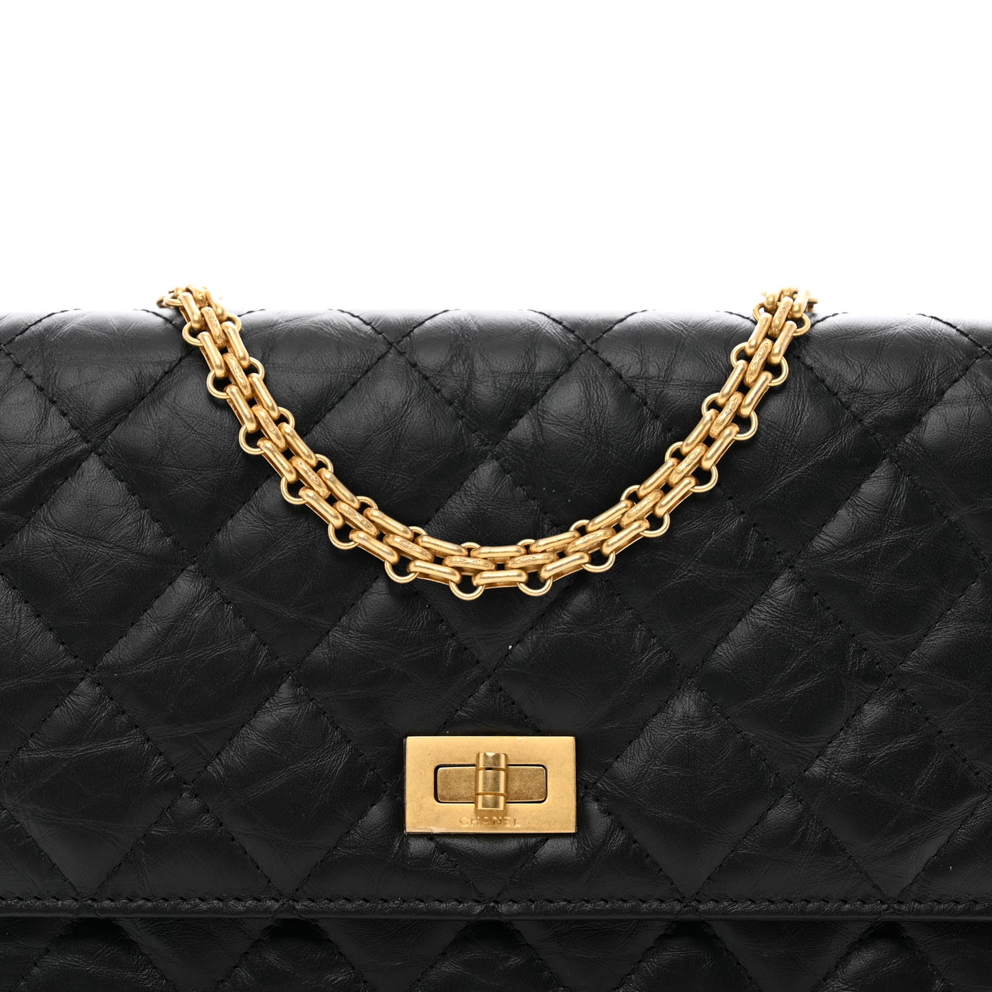 Aged Calfskin Quilted Reissue Wallet On Chain WOC Black