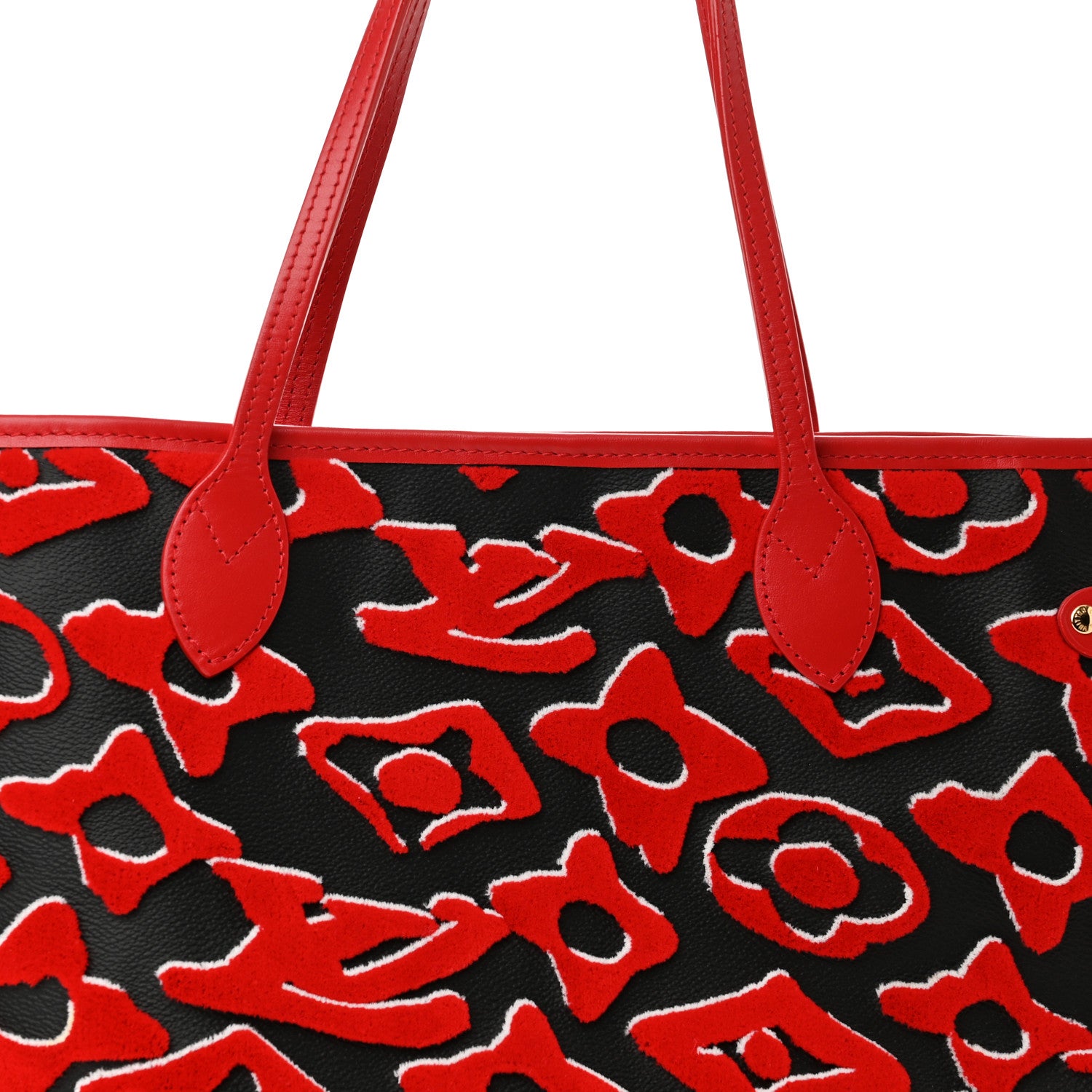 Louis Vuitton X UF Tufted Monogram Neverfull MM Black Red 8 of 10