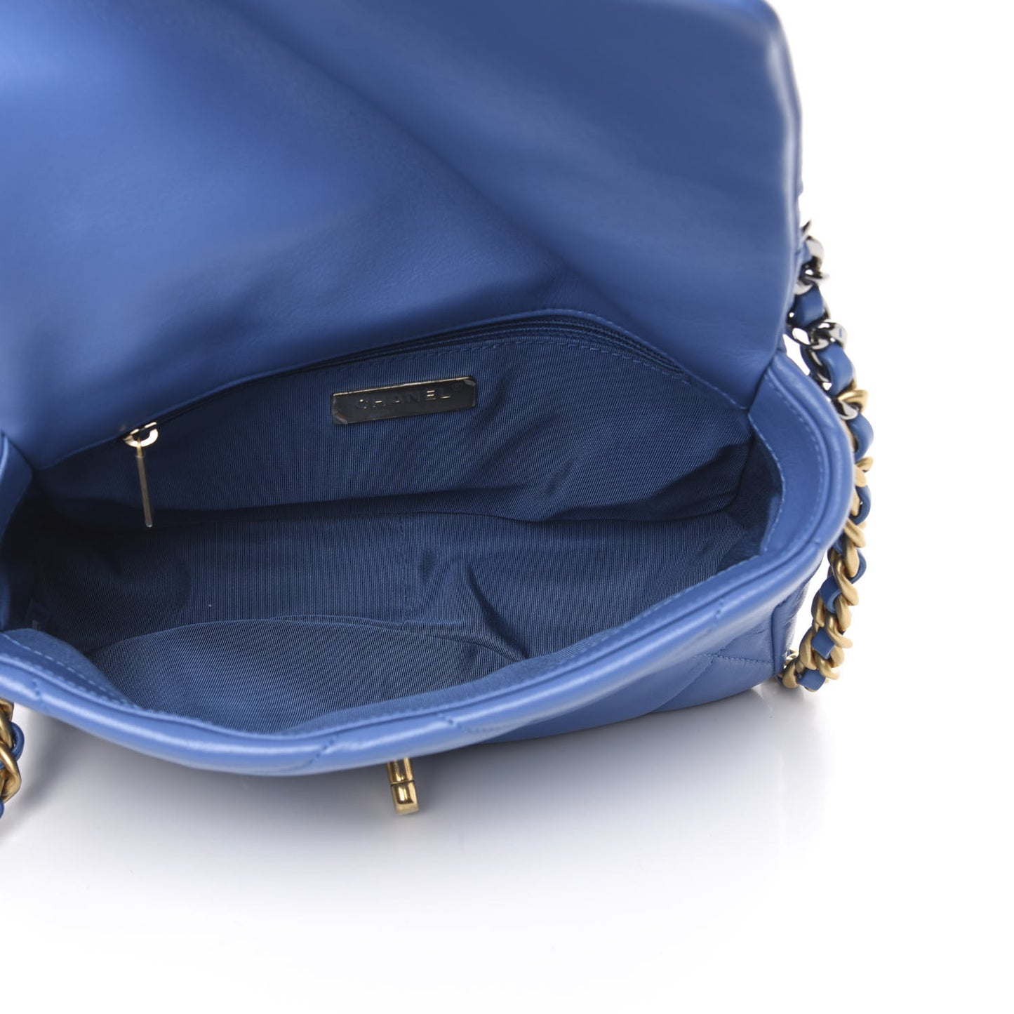 Lambskin Quilted Medium 19 Flap Blue