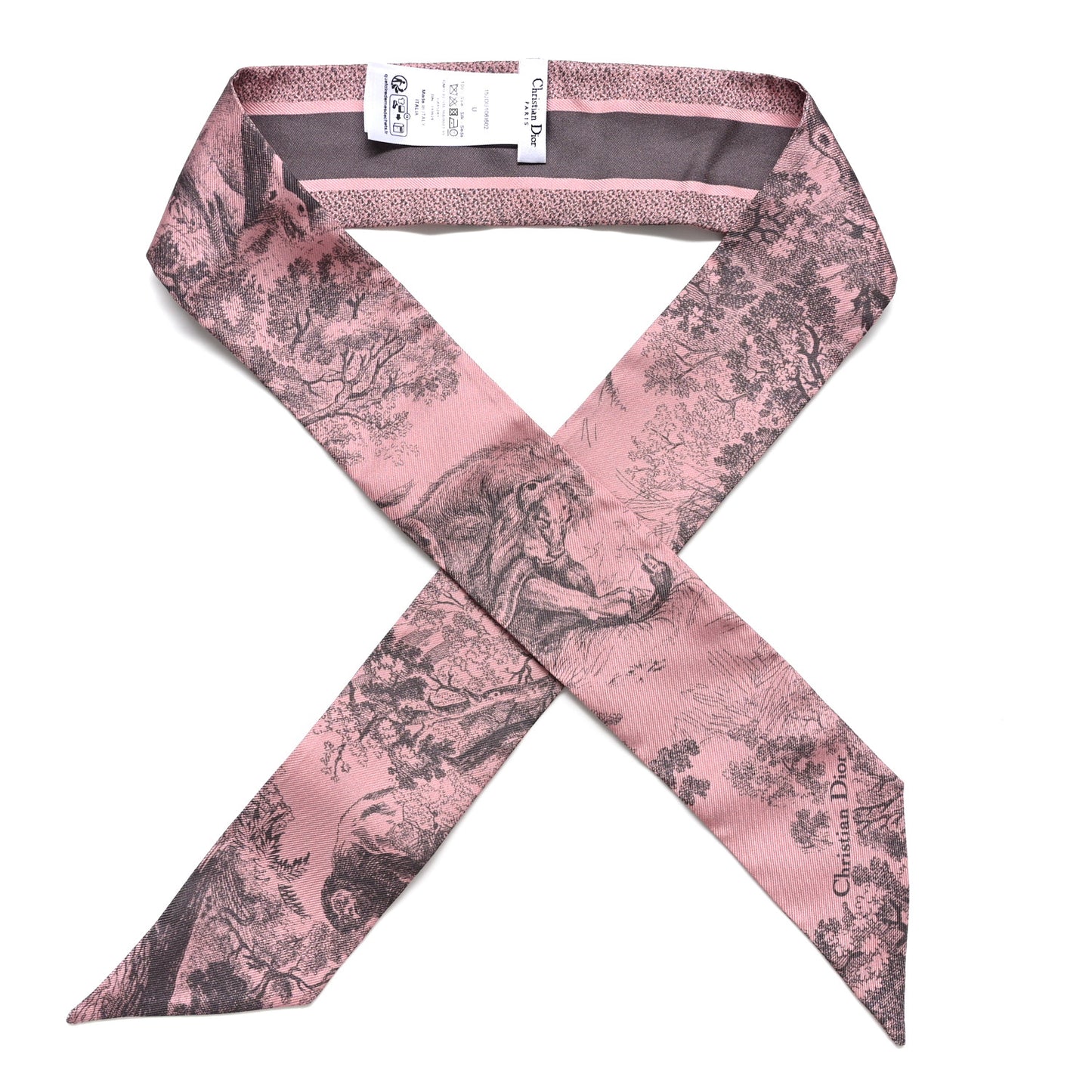 Silk Toile De Jouy Mitzah Scarf Pink Grey