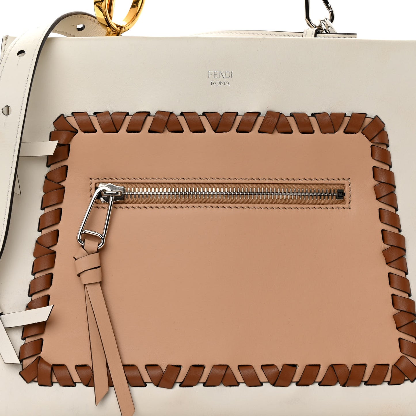 Vitello Century F is Fendi Whipstitch Bi-Color Small Runaway Satchel