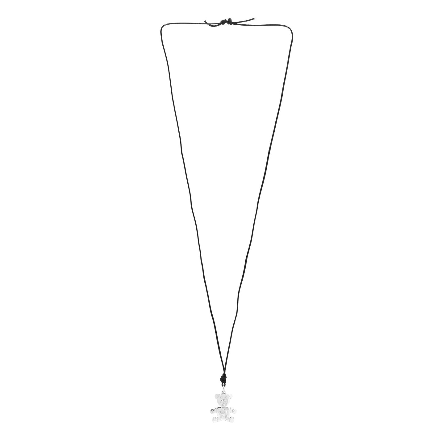 Sterling Silver Orsetto Bear Hug Pendant Cord Necklace