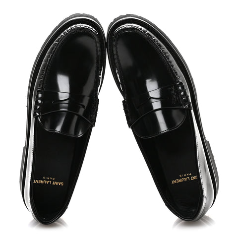 Glazed Calfskin Chunky Le Loafer Penny Slippers 38 Black