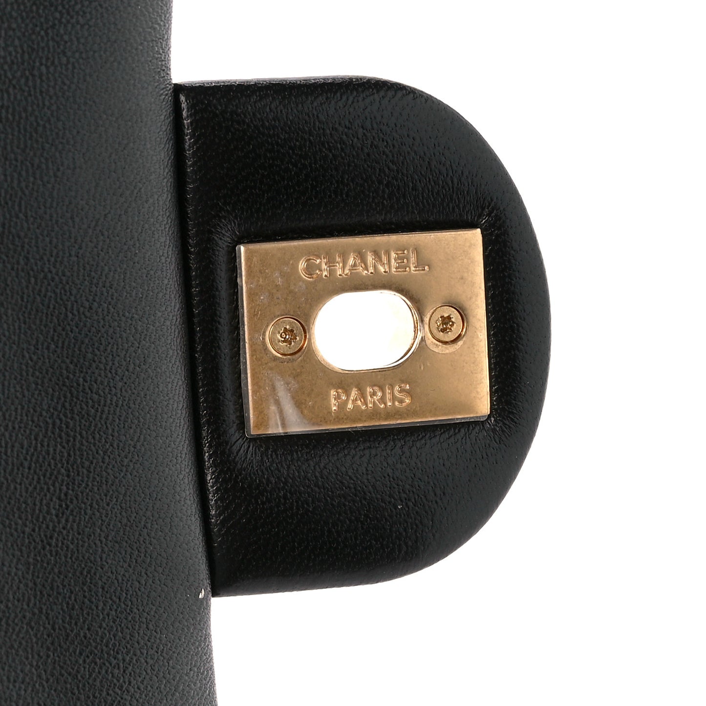 Shiny Lambskin Quilted Pearl Twist Mini Square Flap Black