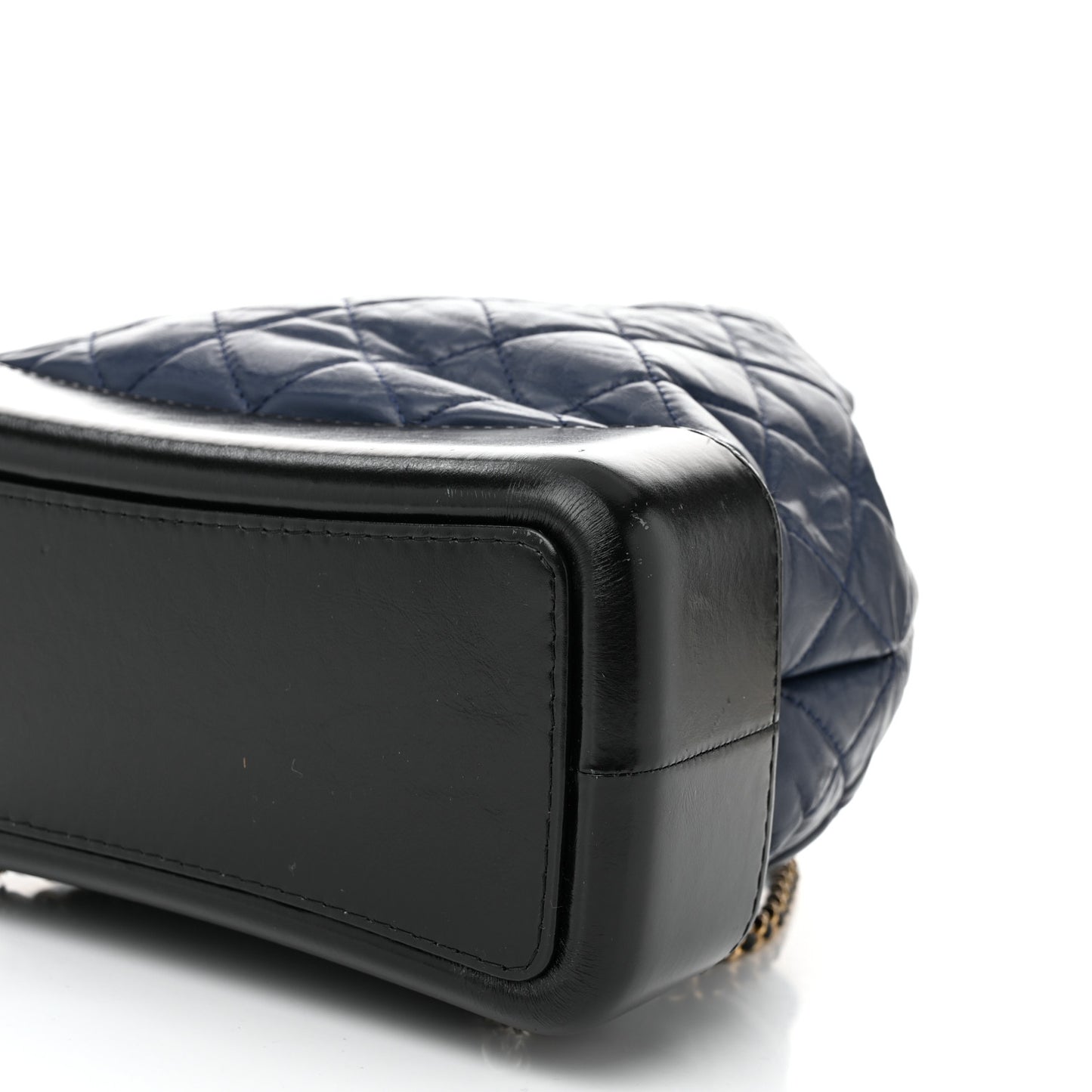 Aged Calfskin Quilted Gabrielle Backpack Navy Black