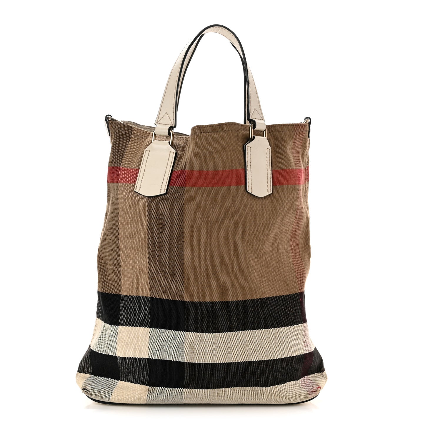 Canvas Mega Check Medium Tottenham Brit Tote White