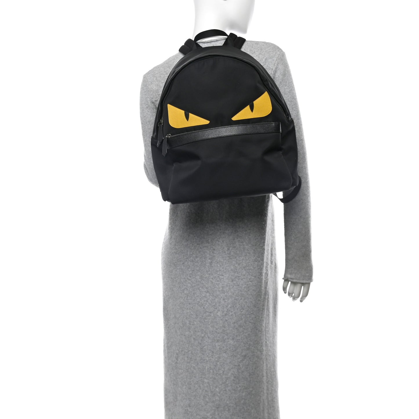 Nylon Vitello Elite Monster Eyes Rounded Backpack Black Yellow