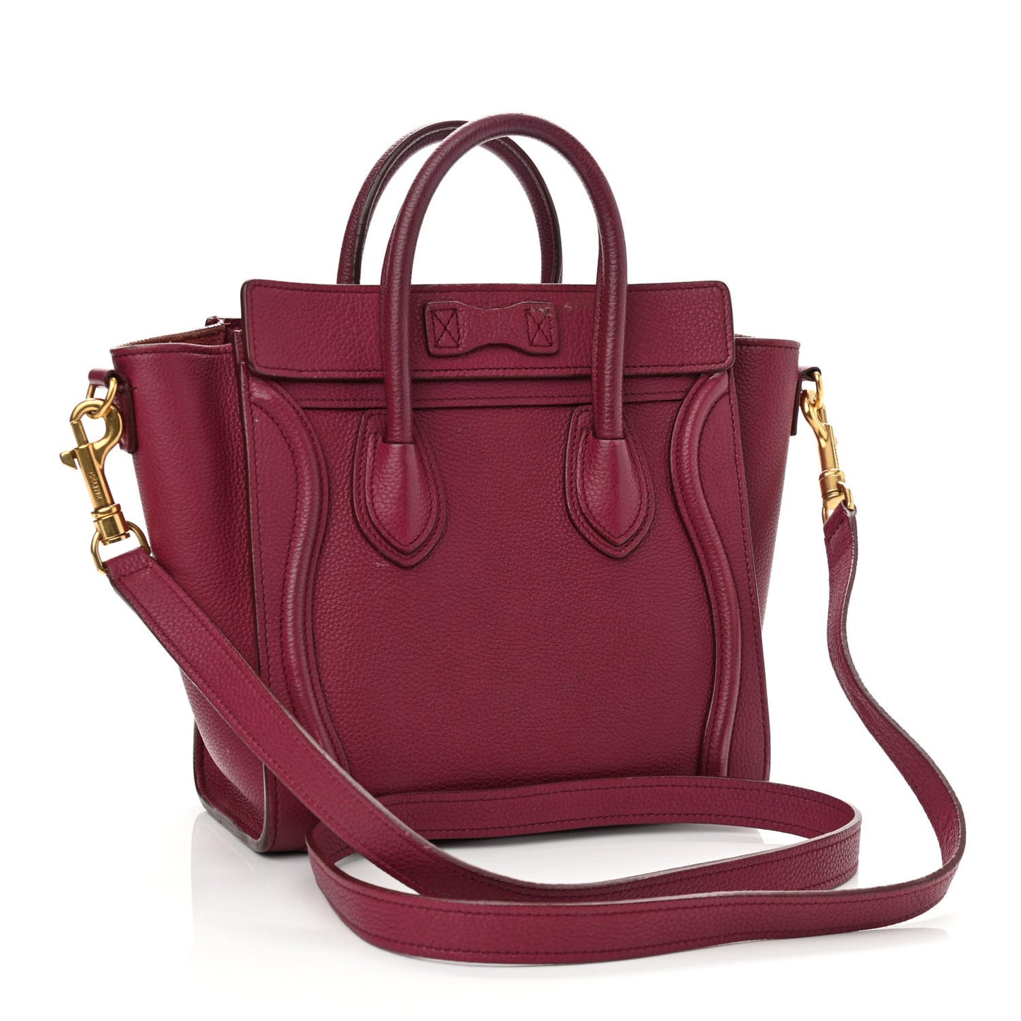 Drummed Calfskin Nano Luggage Plum