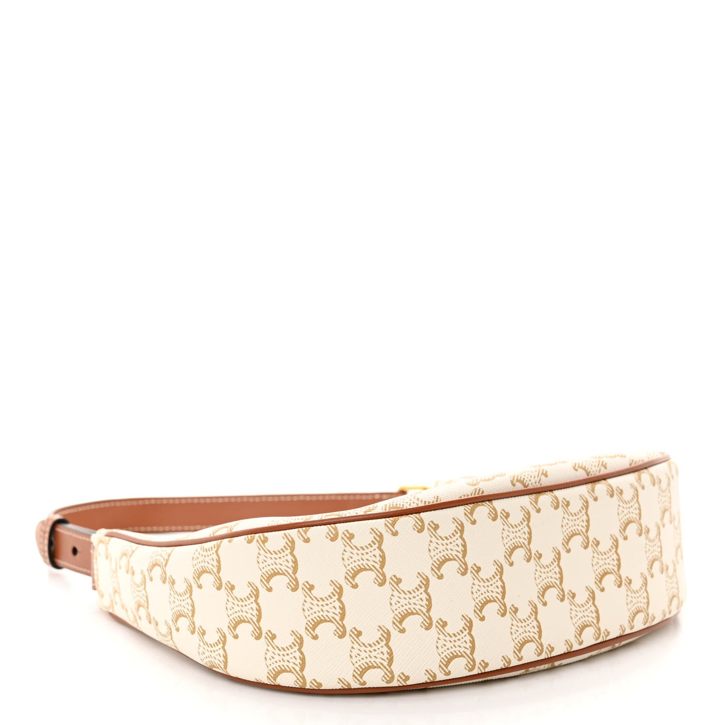 Canvas Calfskin Ava Triomphe Shoulder Bag White