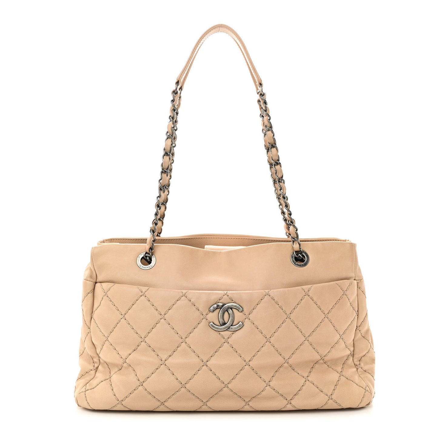Calfskin Medium Stitch It Tote Beige