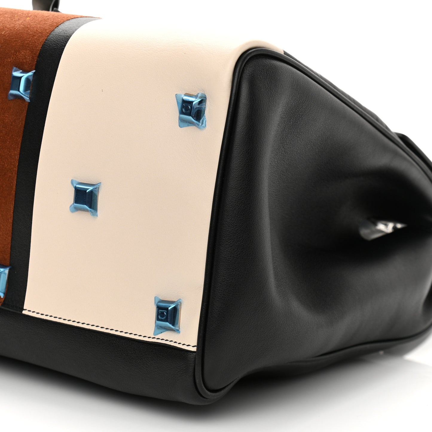 Calfskin The Studio Colorblock Bag Black Brown