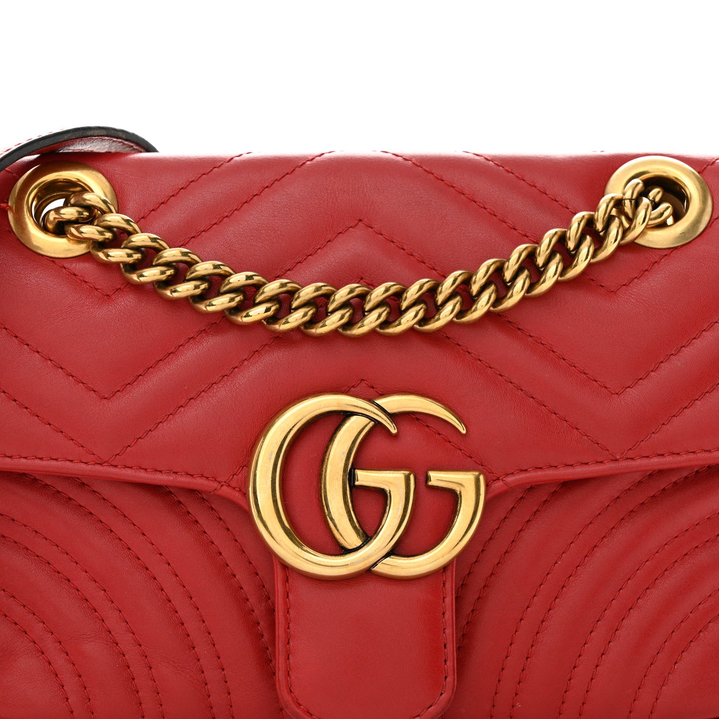 Calfskin Matelasse Mini GG Marmont Shoulder Bag Hibiscus Red
