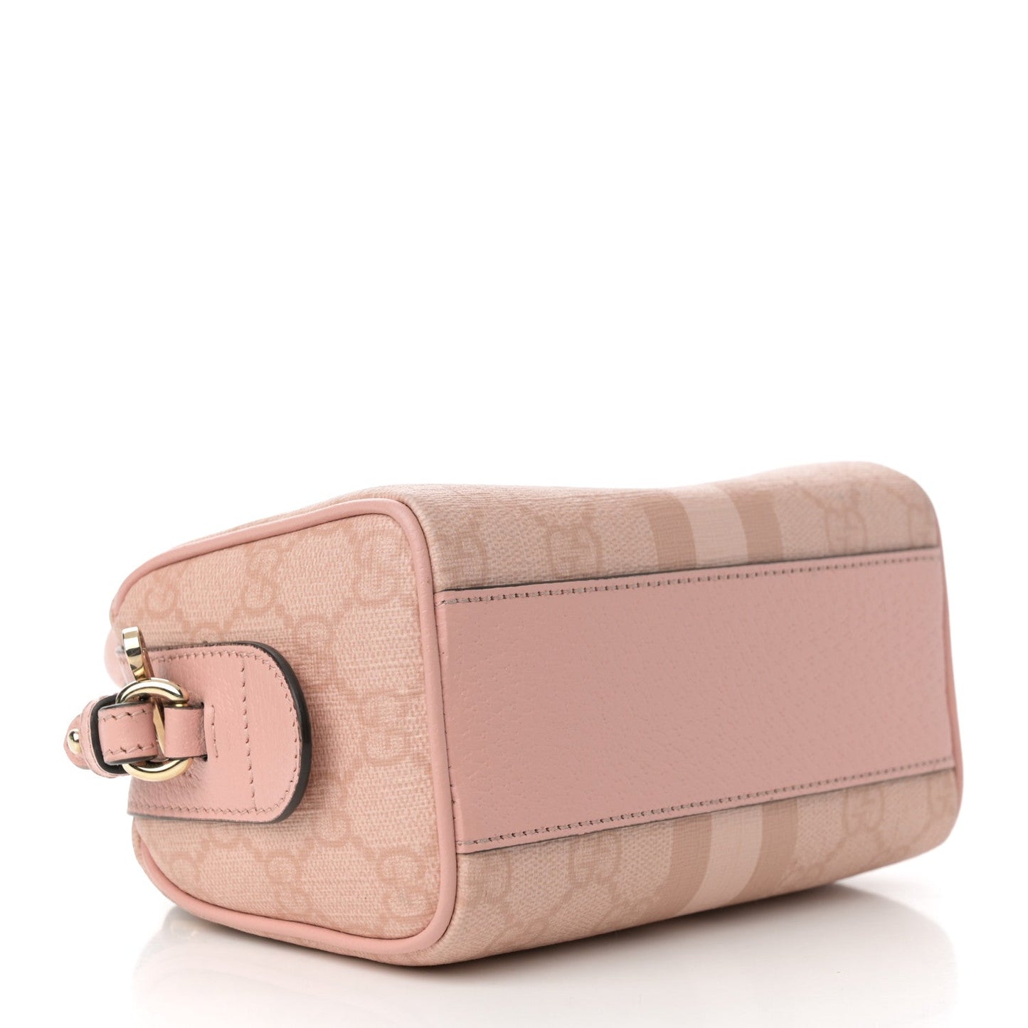 GG Supreme Monogram Textured Dollar Calfskin Web Super Mini Ophidia Top Handle Bowler Bag Rose Pink