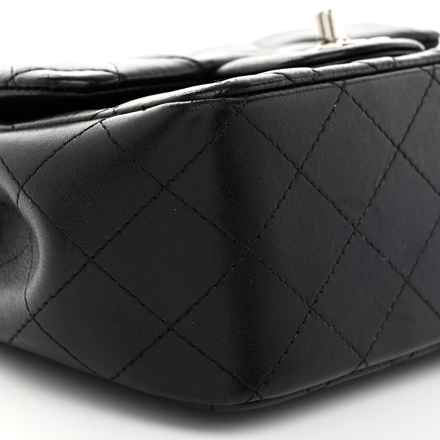 Lambskin Quilted Mini Square Flap Black