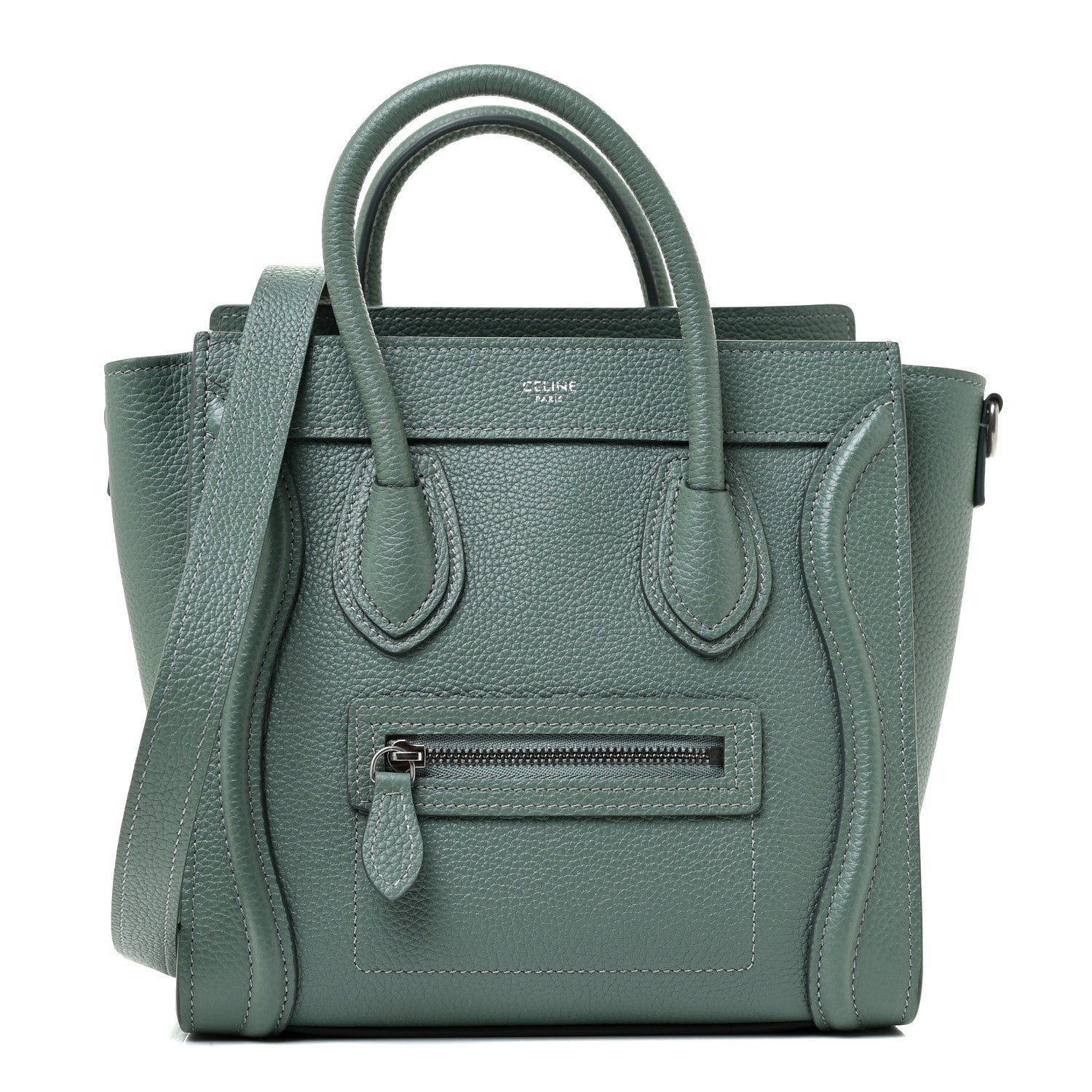 Celine Drummed Calfskin Nano Luggage Celadon 1 of 10