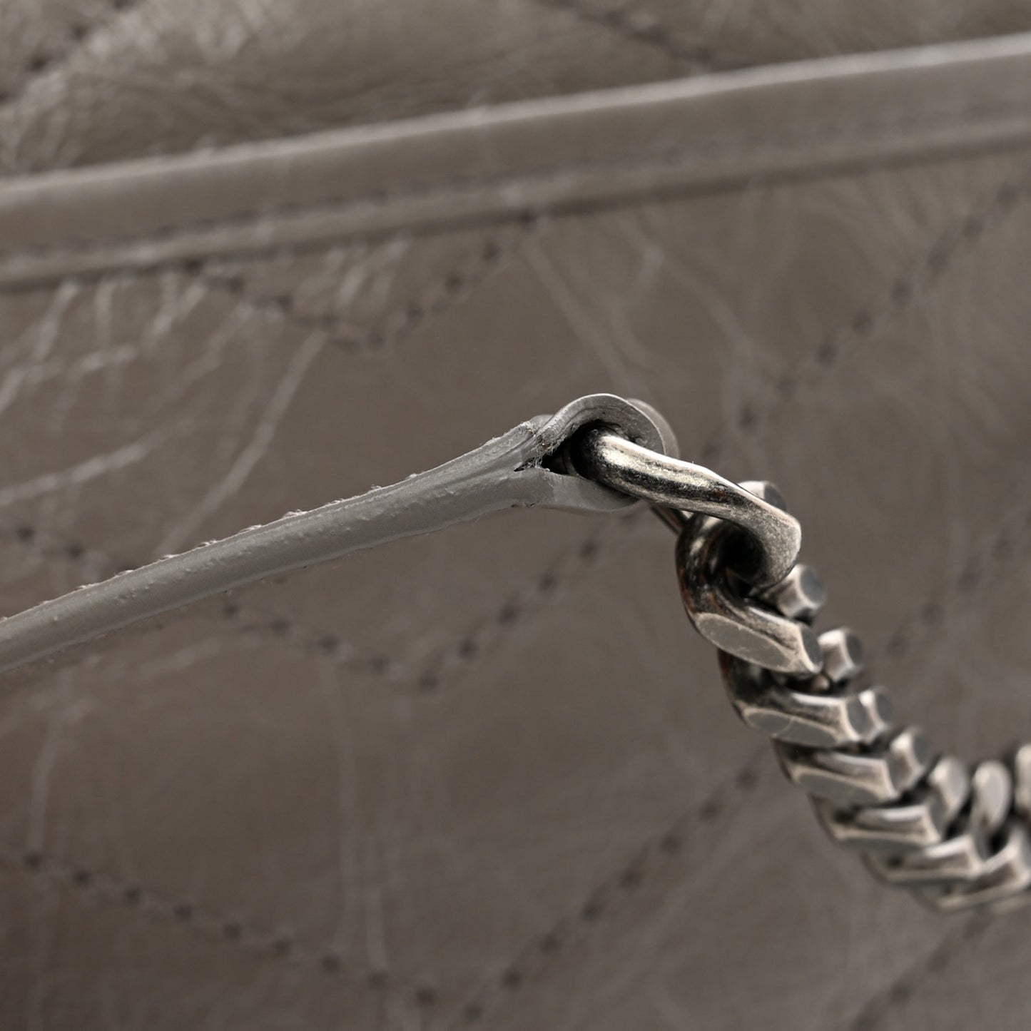 Crinkled Calfskin Matelasse Monogram Medium Niki Chain Satchel Fog