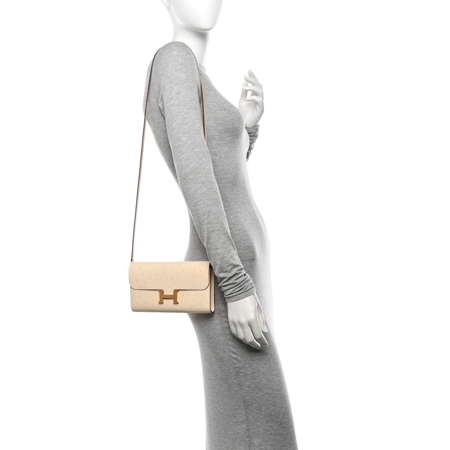 Hermes Ostrich Constance Long Wallet To Go Nata 3 of 9