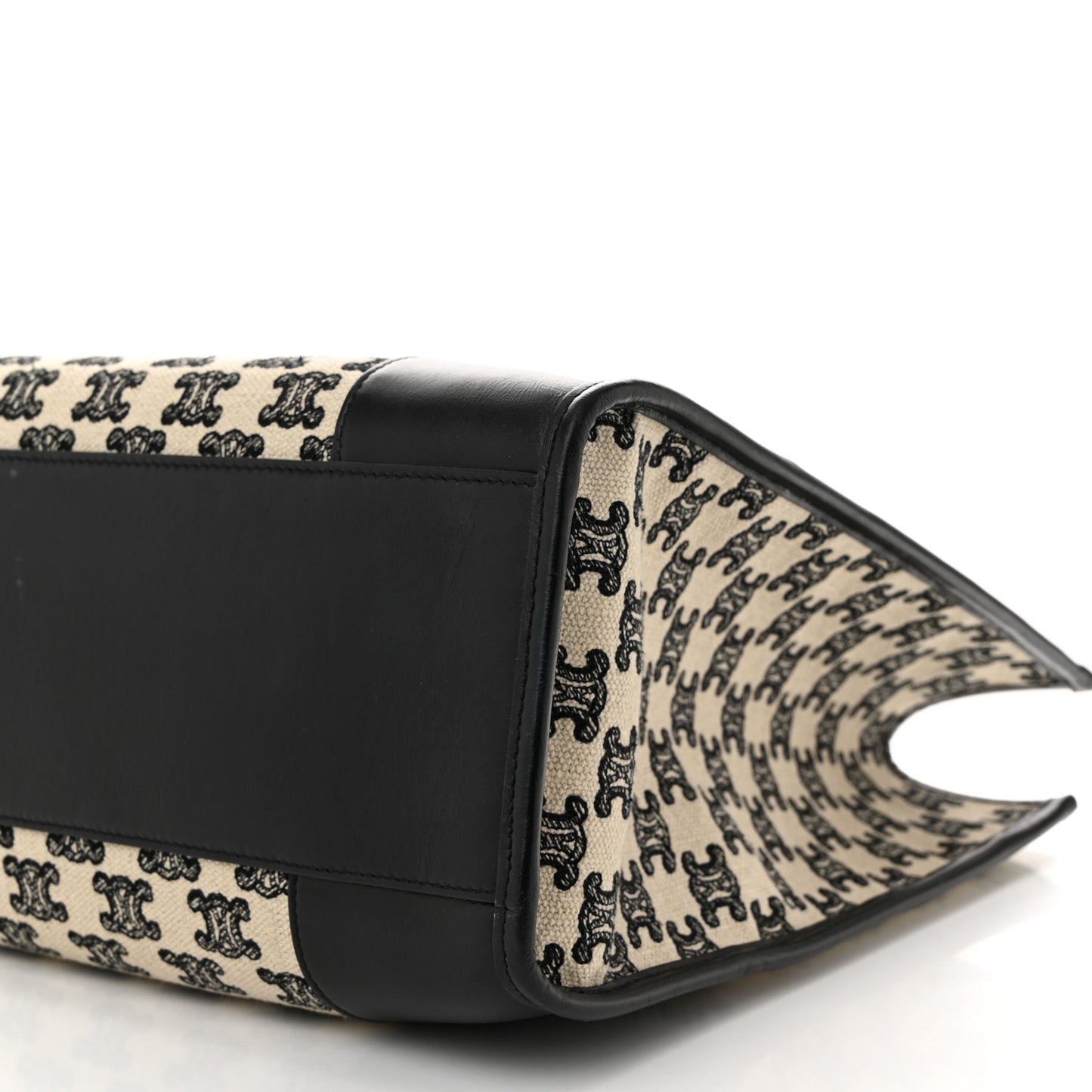 Canvas Calfskin Triomphe Embroidered Horizontal Cabas Black