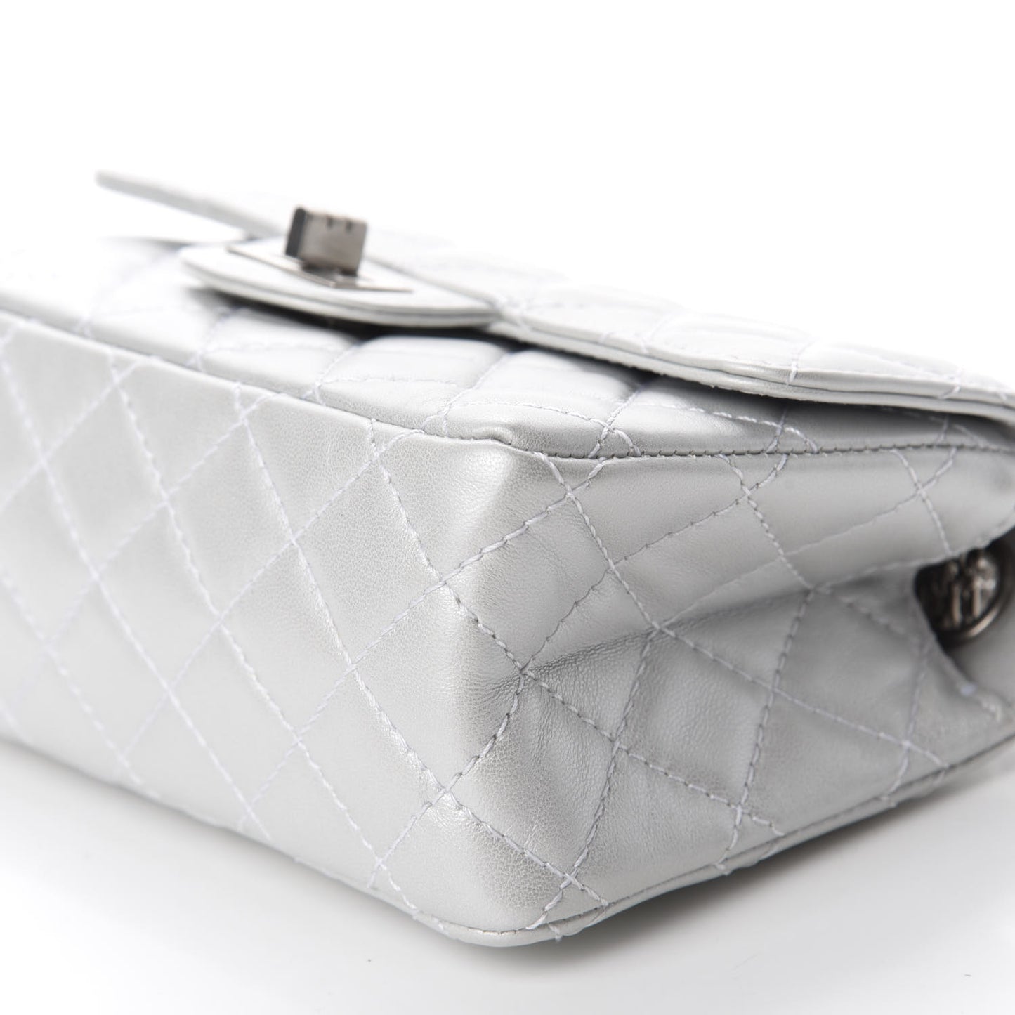 Iridescent Lambskin Quilted 2.55 Reissue Mini Flap White