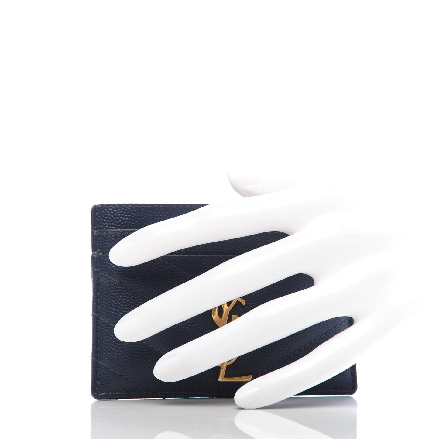 Grain De Poudre Matelasse Chevron Monogram Credit Card Case Navy