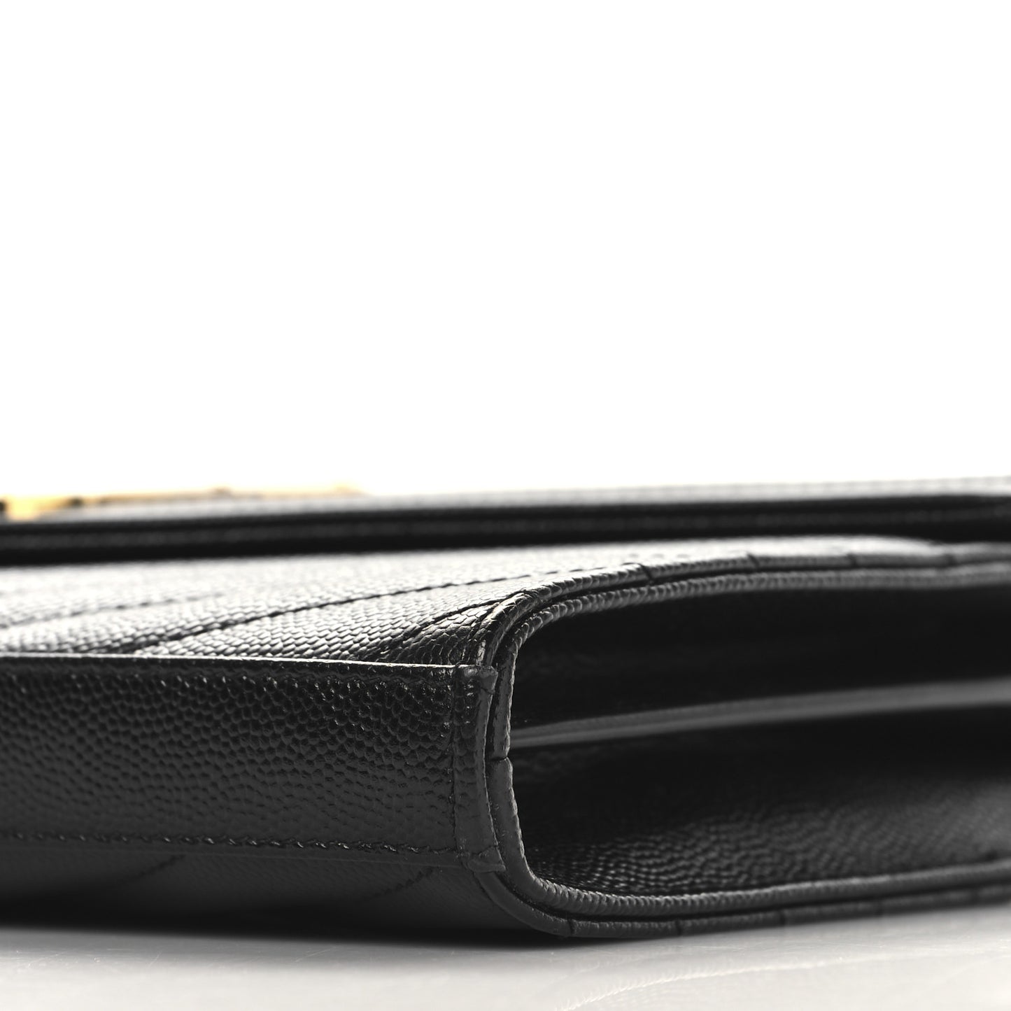 Grain De Poudre Matelasse Chevron Monogram Chain Wallet Black