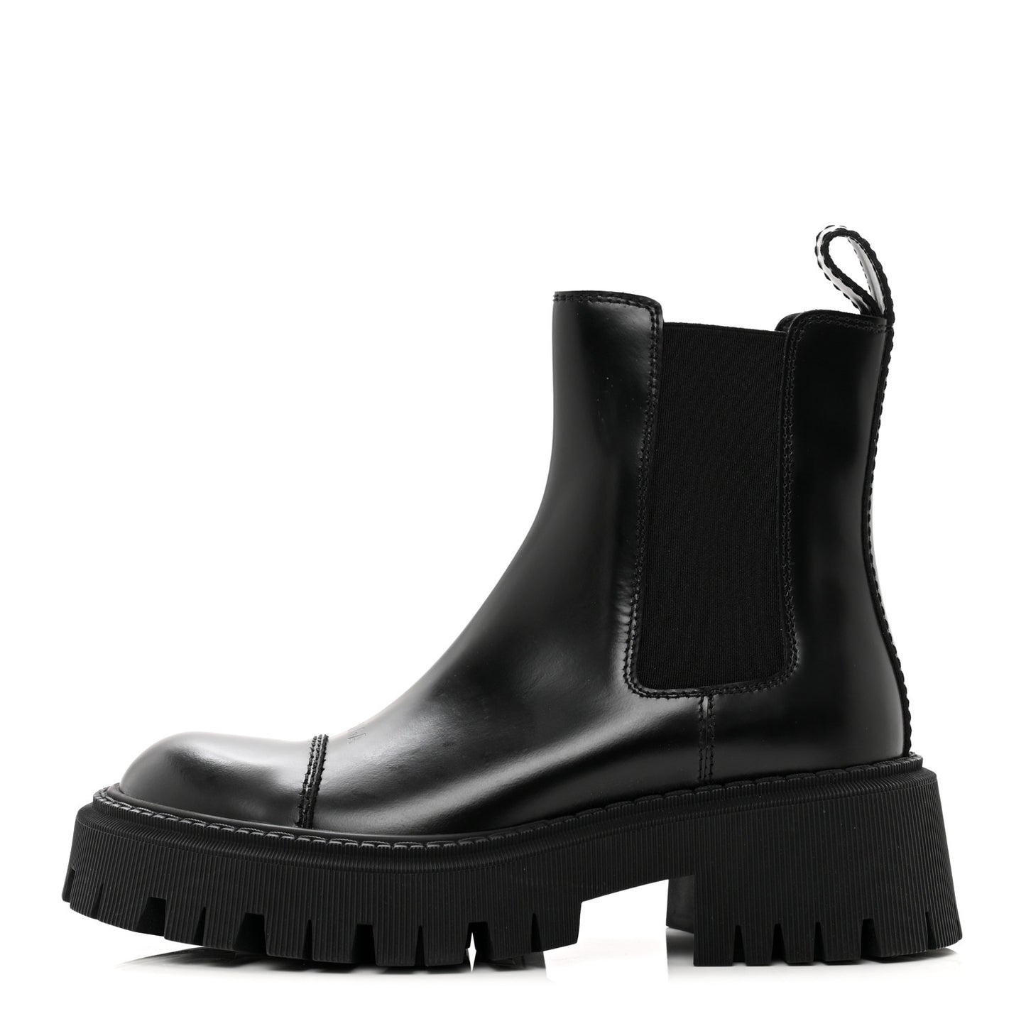 Jive Smooth Calfskin Logo Embossed Womens Tractor 20mm Chelsea Boots 36 Black