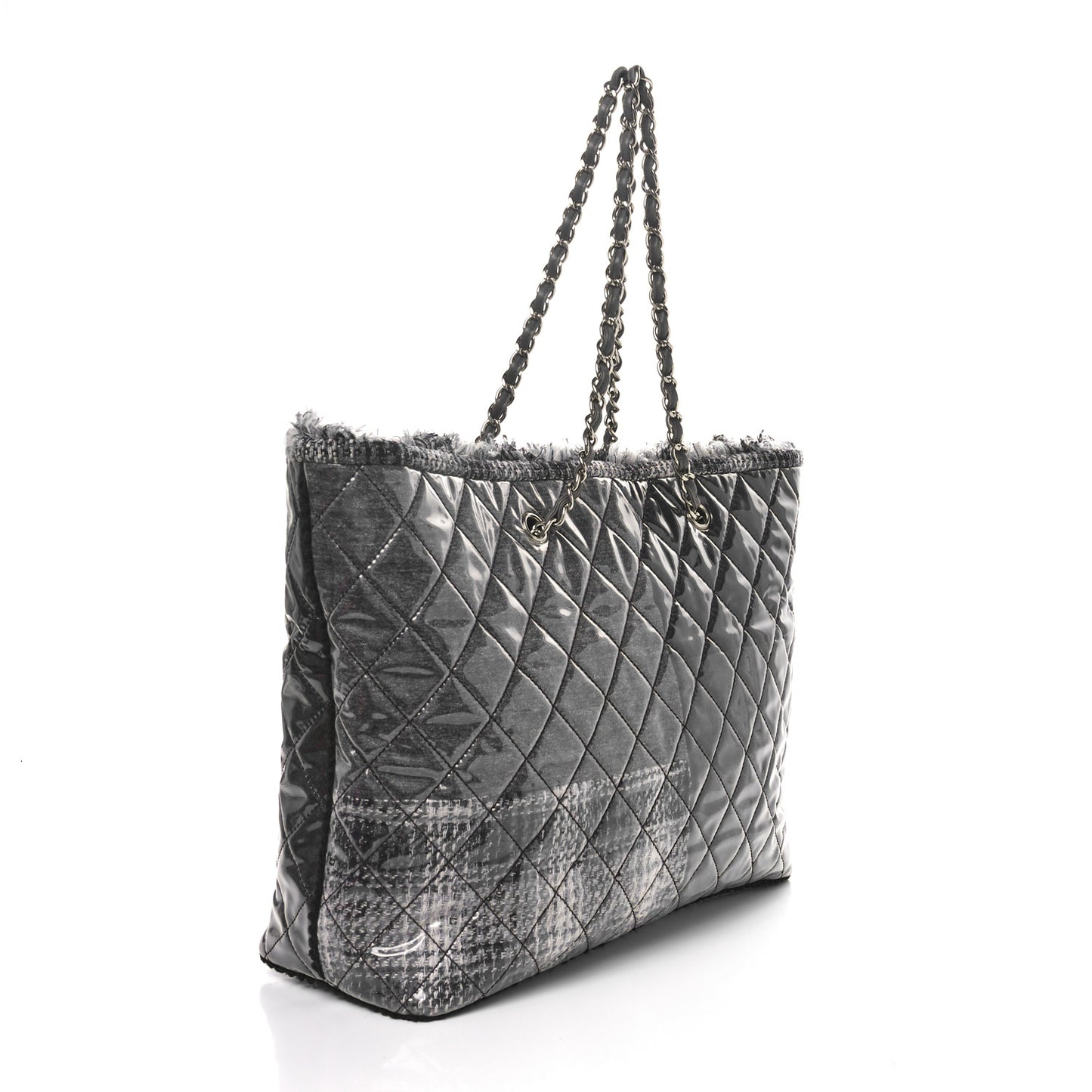 Vinyl Funny Tweed Patchwork Tote Grey