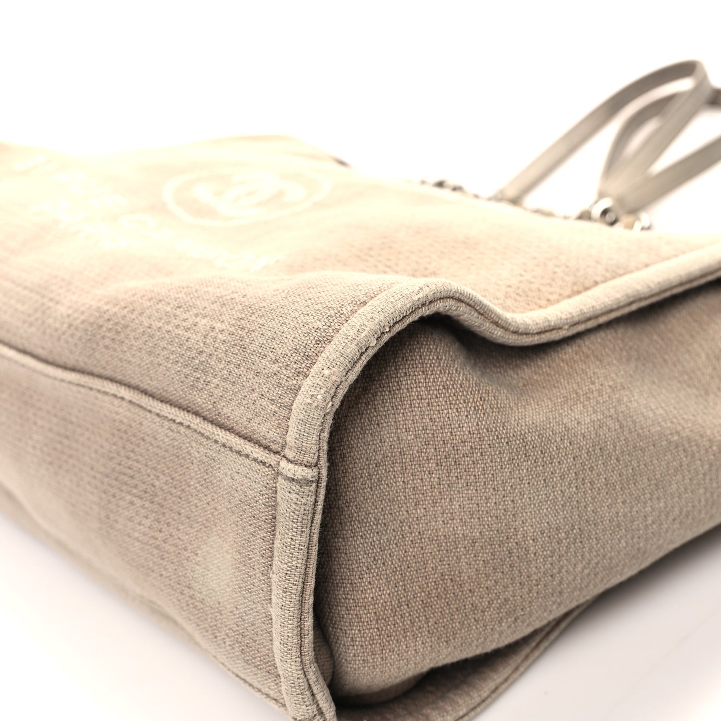 Mixed Fibers Calfskin Small Deauville Tote Beige Brown