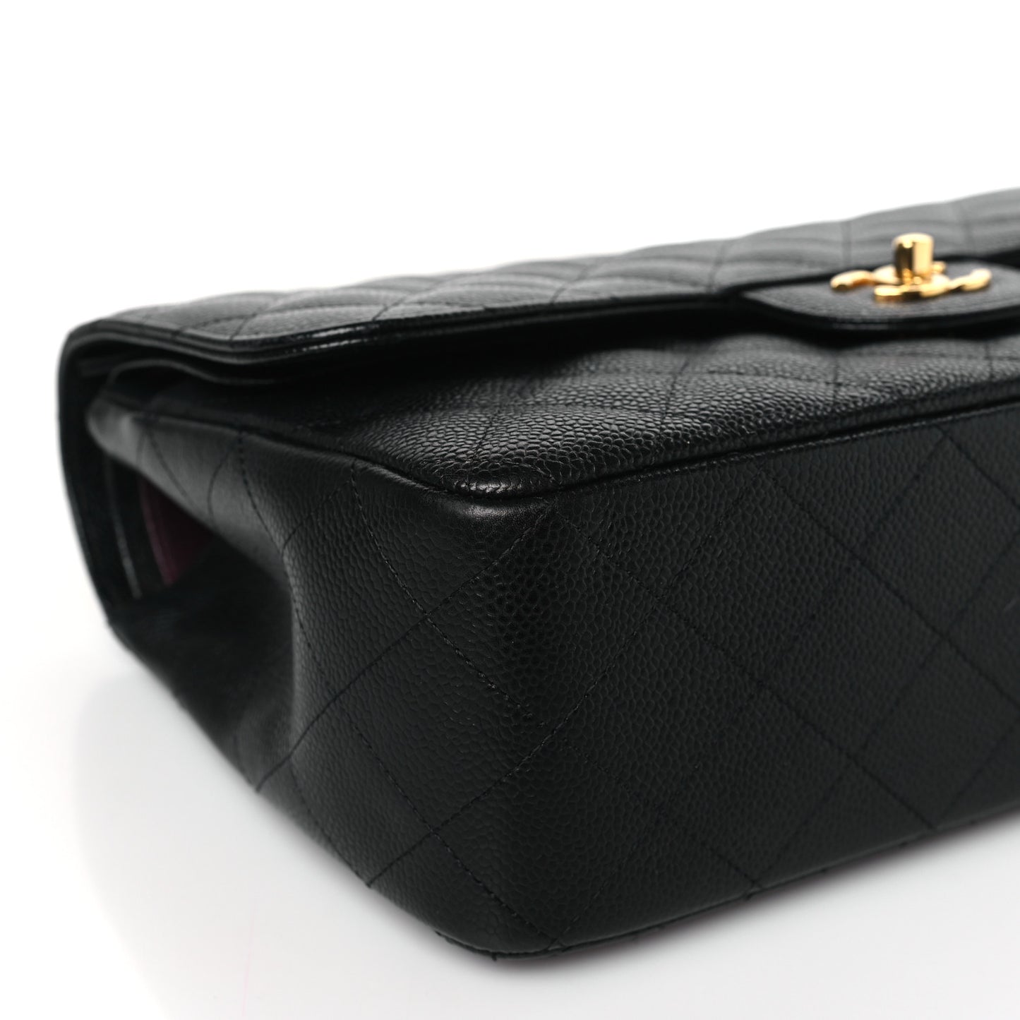 Caviar Quilted Jumbo Double Flap Black