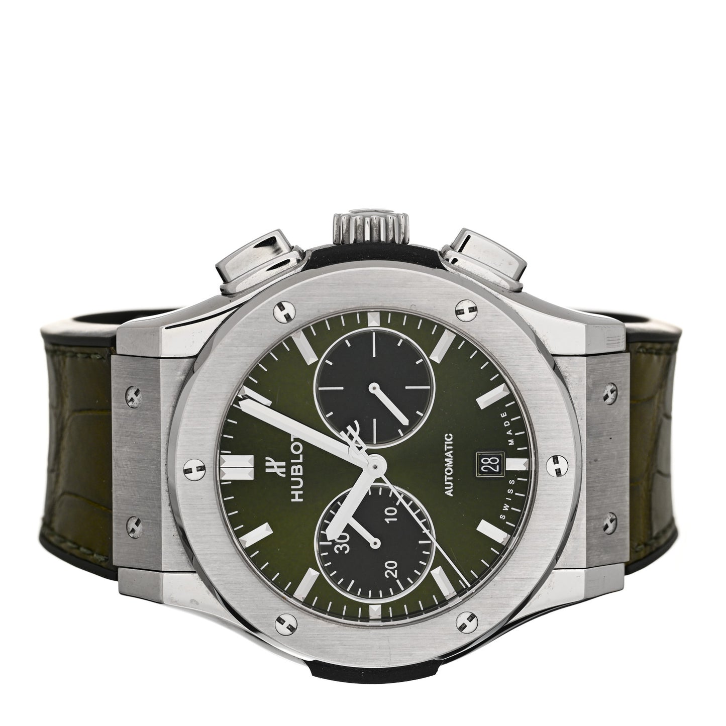 Titanium Alligator 45mm Classic Fusion Chronograph Automatic Watch Green 521.NX.8970.LR