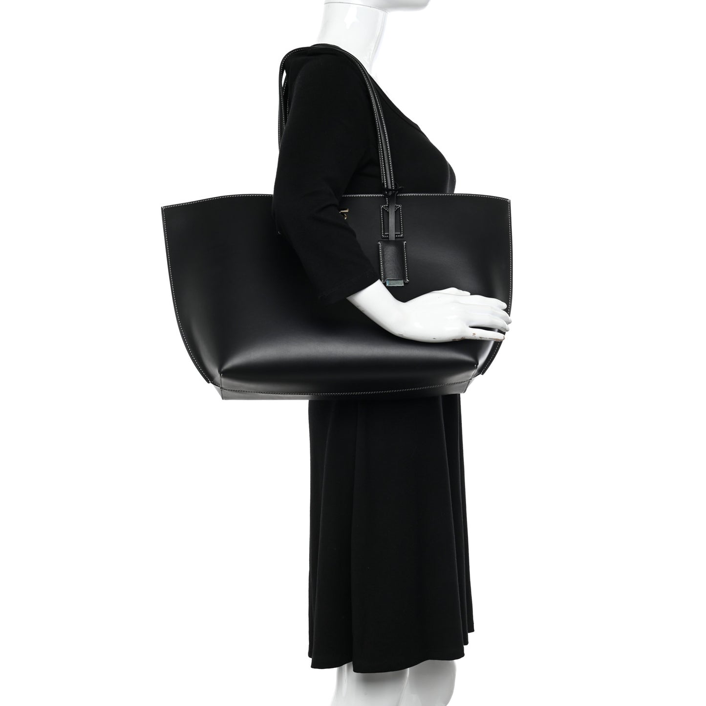 Calfskin Monogram Motif TB Medium Soft Tote Black