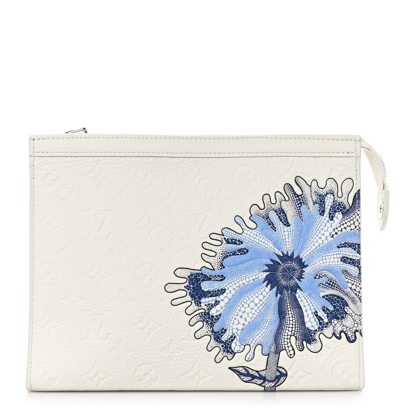 LV X YK Taurillon Monogram Psychedelic Flower Pochette Voyage MM White