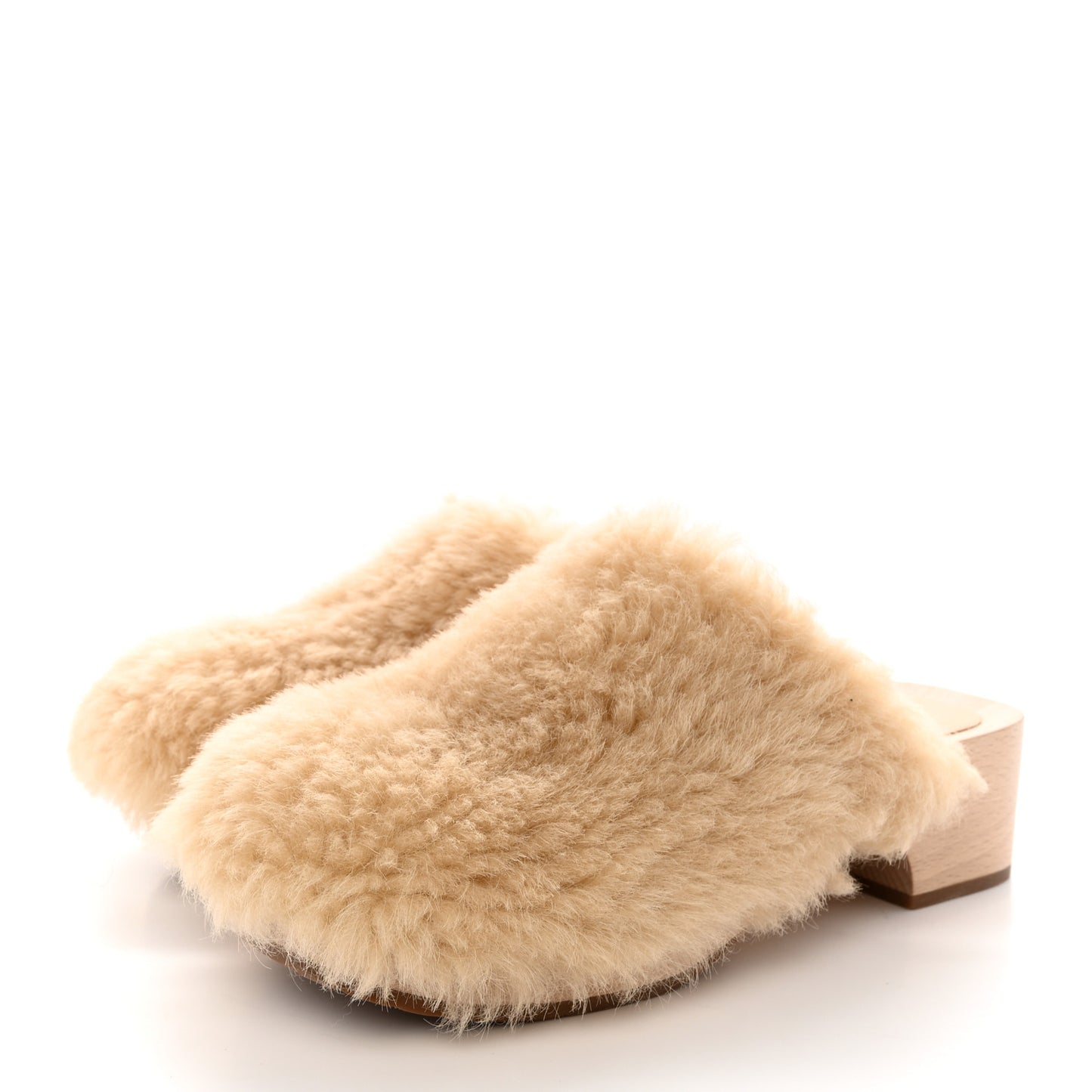Shearling Lambskin Clogs 38 Beige