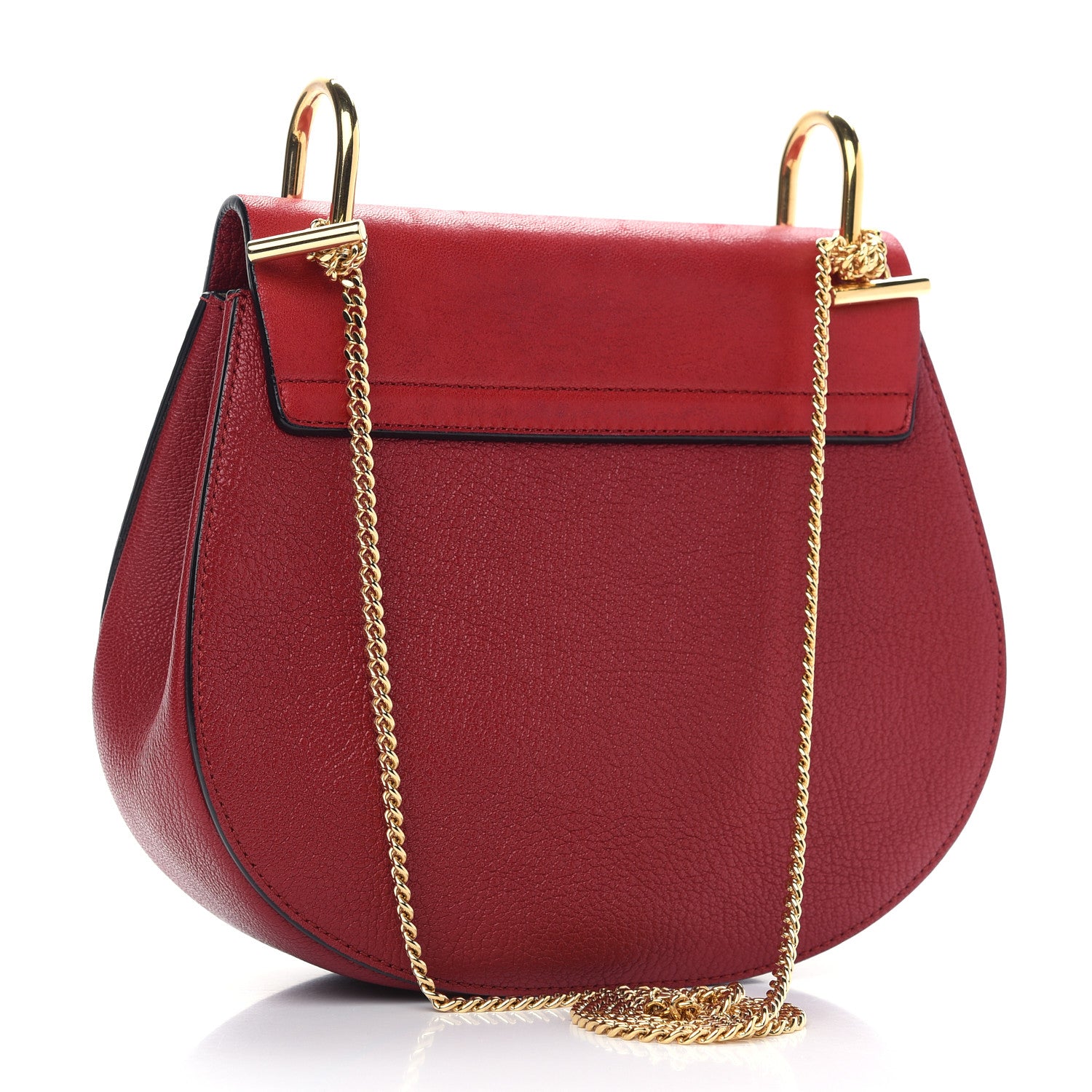 Chloe Grained Calfskin Lambskin Drew Shoulder Bag Red 3 of 12