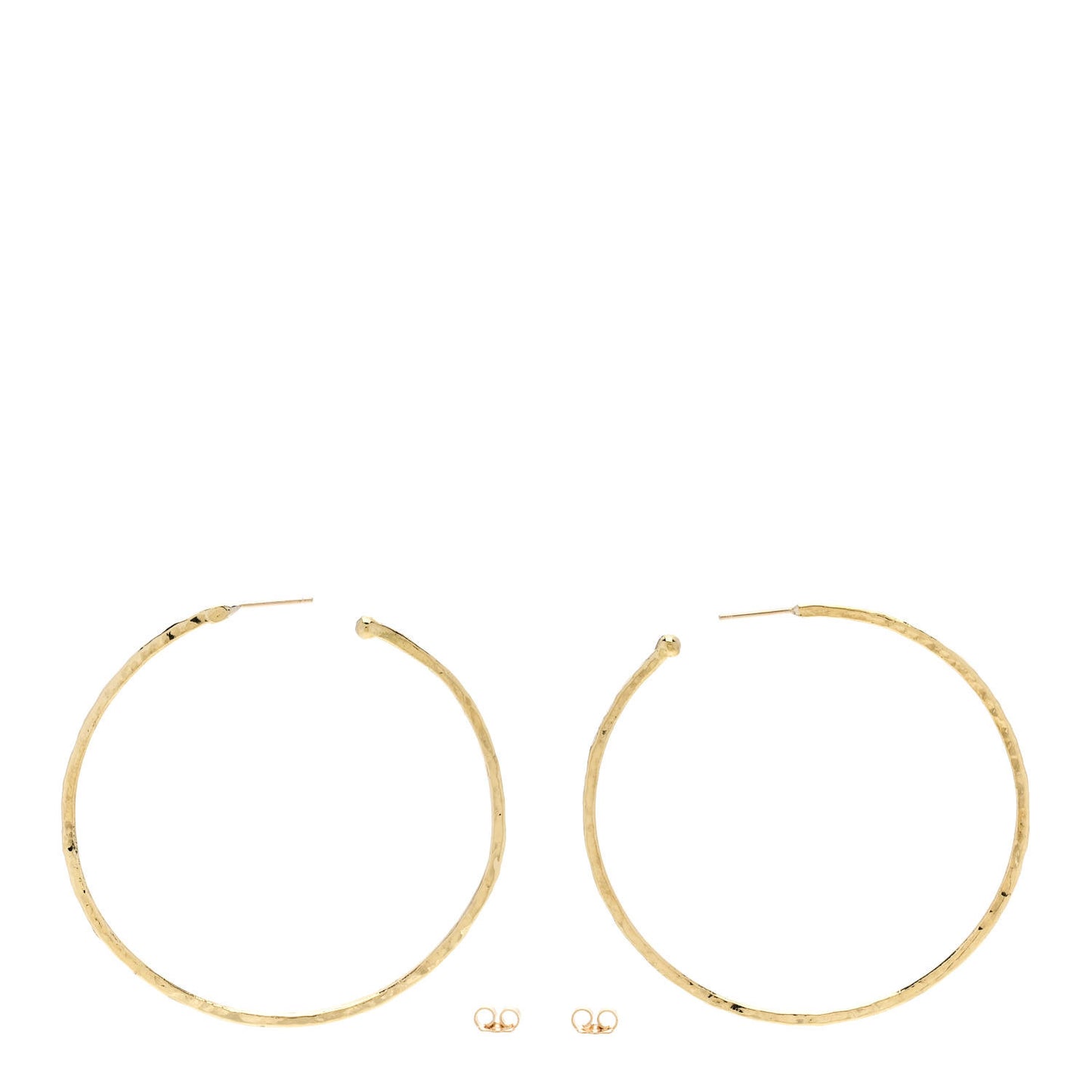 18K Yellow Gold Medium Hammered Hoop Earrings